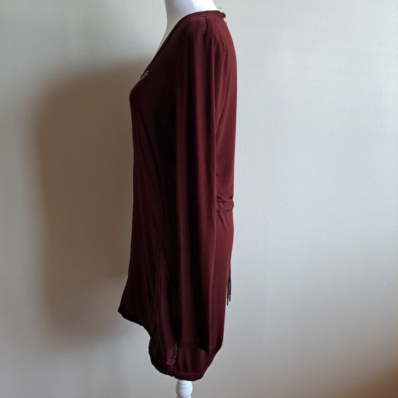 New VDP Women's Italian Brown Tunic Long Sleeves Baggy Dress Size 42 / S - Picture 10 of 14